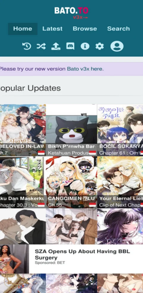 the image shows popular update in batoto