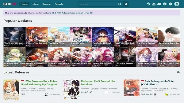 the image shows the new updates on bato